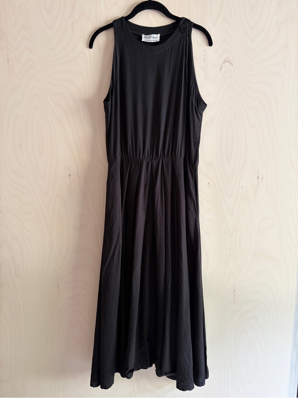 Albert Nipon Black Linen Sleeveless Maxi Dress